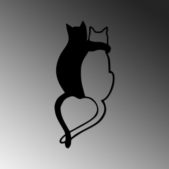 Wallity Love Cats - 478 Escultura de Pared de Metal Negra